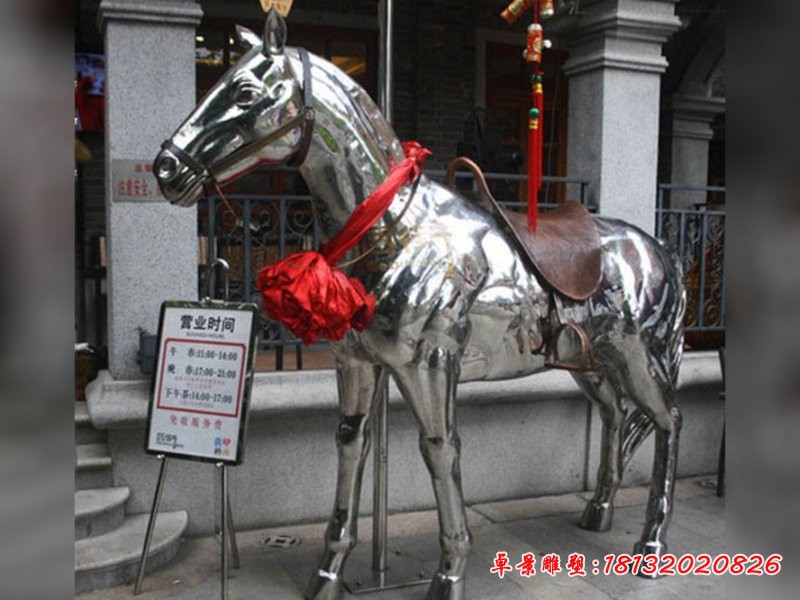 不銹鋼馬雕塑，公園景觀不銹鋼動(dòng)物雕塑