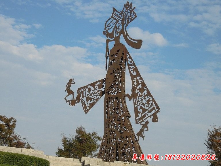 皮影人物雕塑，不銹鋼景觀雕塑