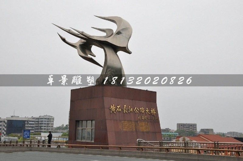 不銹鋼海鷗和海浪，城市不銹鋼雕塑