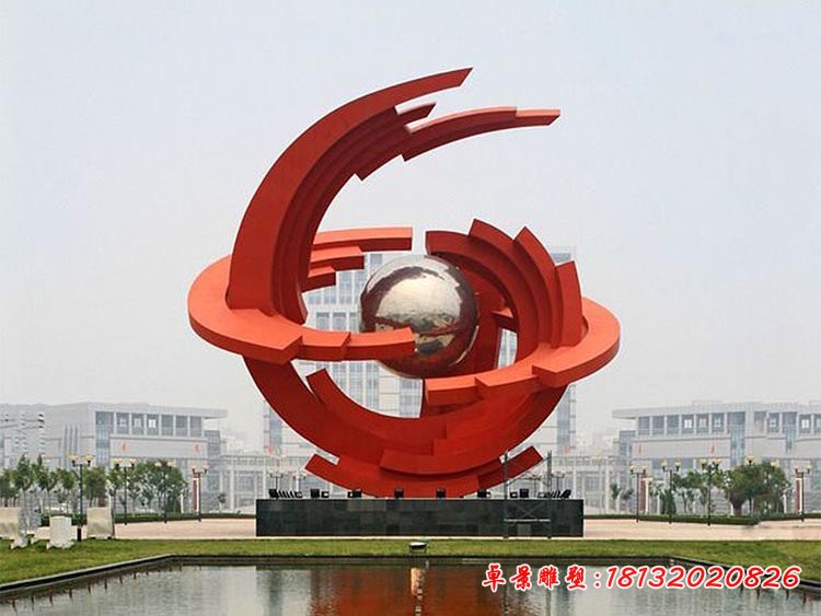 廣場(chǎng)大型創(chuàng)意球雕塑，不銹鋼景觀雕塑