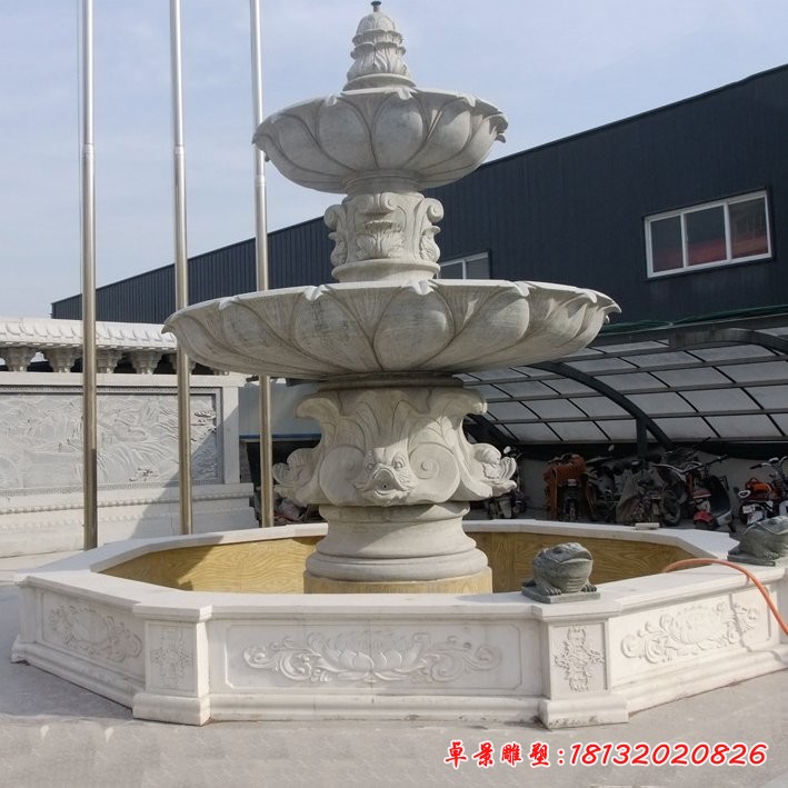 大理石歐式噴泉雕塑廣場(chǎng)景觀石雕噴泉 (2)