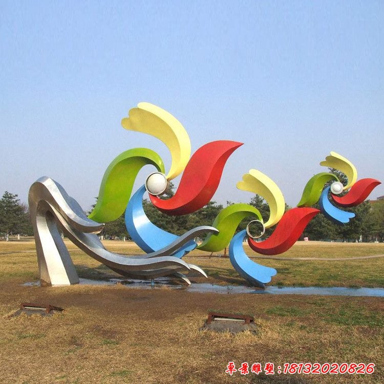 不銹鋼七彩風(fēng)車(chē)雕塑校園景觀不銹鋼雕塑