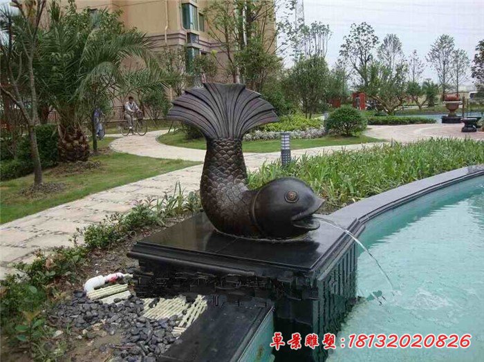 魚式噴泉銅雕，小區(qū)景觀雕塑[1]