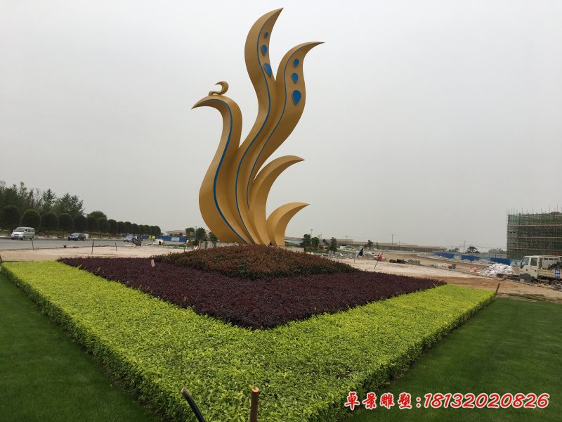 不銹鋼抽象鳳凰雕塑，大型廣場(chǎng)雕塑 (1)[1]