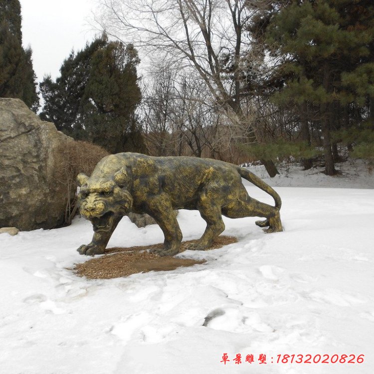 老虎銅雕，公園老虎動(dòng)物雕塑
