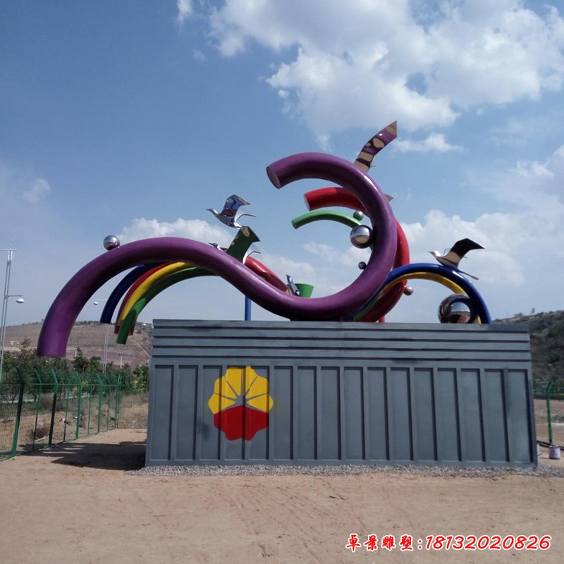 不銹鋼祥云雕塑，不銹鋼飛翔雕塑，廣場雕塑 (5)