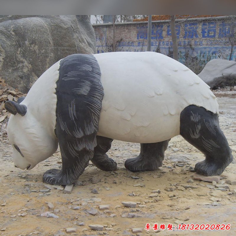 大熊貓石雕，公園動物石雕