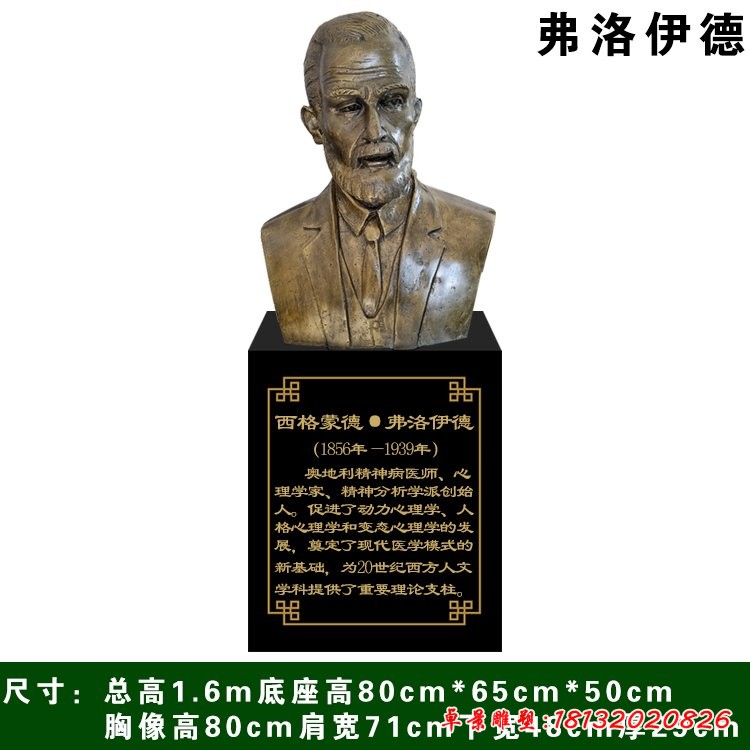西方心理學家弗洛伊德頭像銅雕