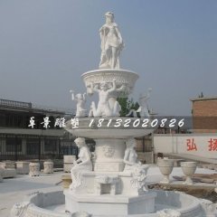 漢白玉噴泉雕塑，人物噴泉石雕