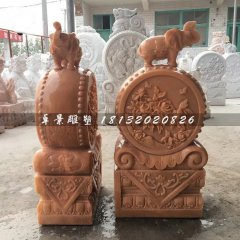 抱鼓石，晚霞紅大象石門墩