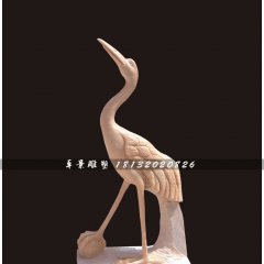 仙鶴石雕，晚霞紅仙鶴雕塑，公園動(dòng)物雕塑