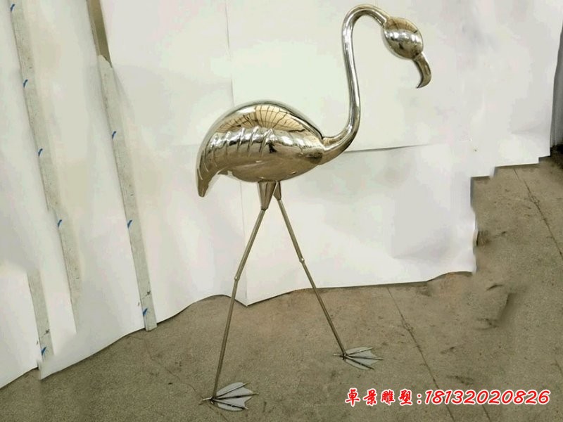不銹鋼動(dòng)物火烈鳥雕塑