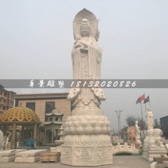 三面觀音石雕佛像，石頭觀音菩薩雕塑