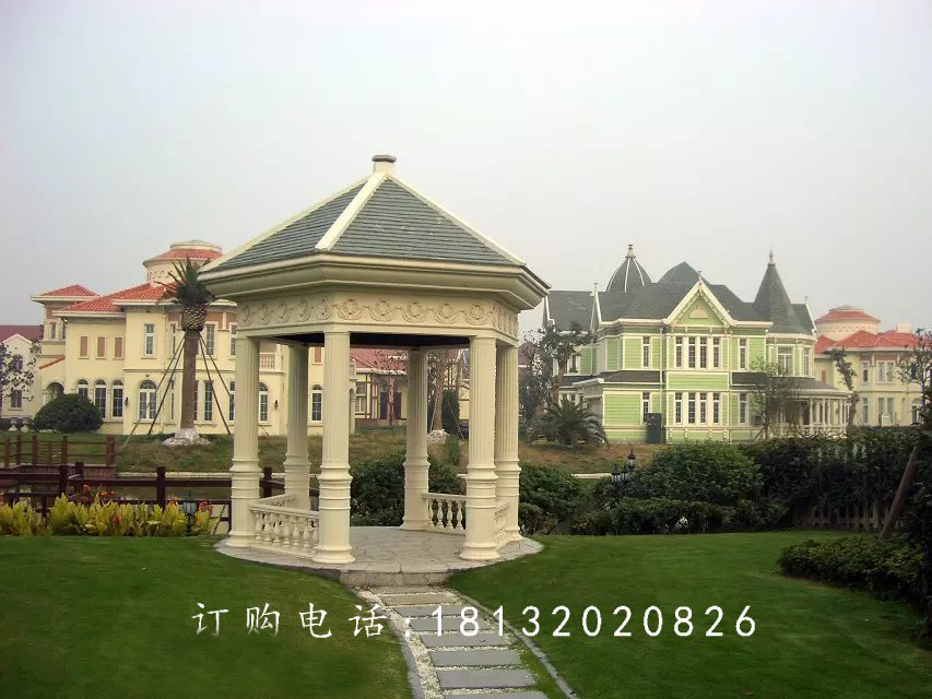石雕涼亭，尖頂涼亭雕塑