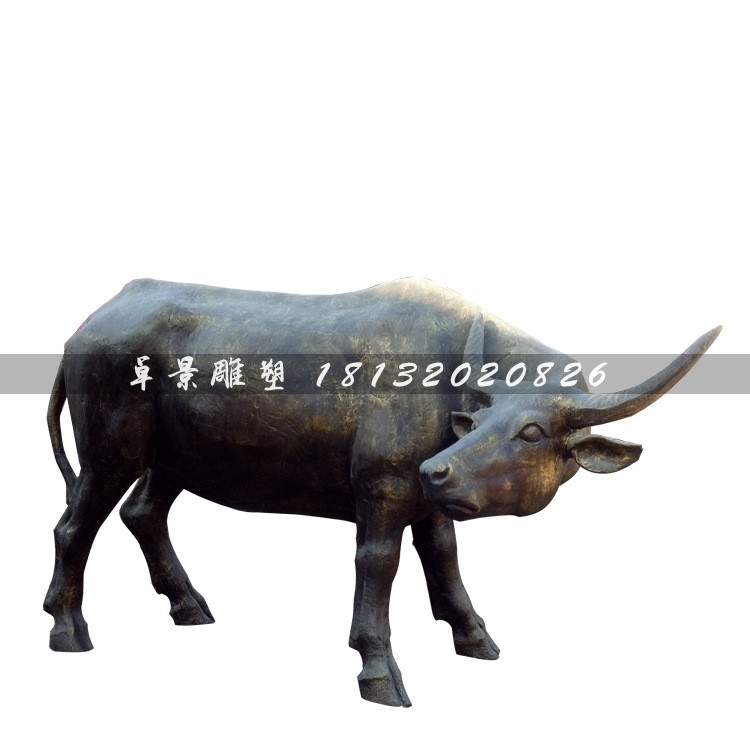 玻璃鋼仿銅牛，玻璃鋼金牛雕塑