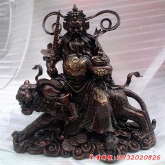 銅財神雕塑，財神騎虎銅雕