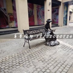 畫畫女孩雕塑，公園人物銅雕