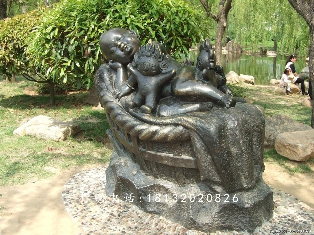 嬰兒睡覺銅雕，廣場人物銅雕