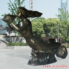 美人魚銅雕，海邊景觀銅雕