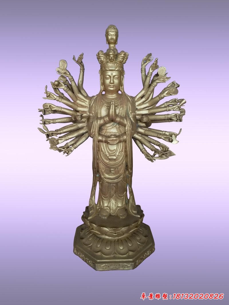 千手觀音銅雕，大型立式銅佛像