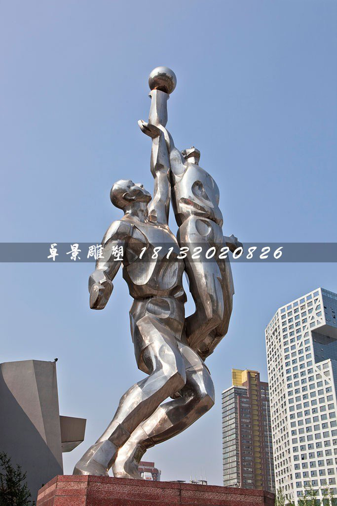 打籃球雕塑，不銹鋼運(yùn)動(dòng)雕塑