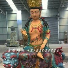 玻璃鋼文殊菩薩雕塑，玻璃鋼彩繪佛像