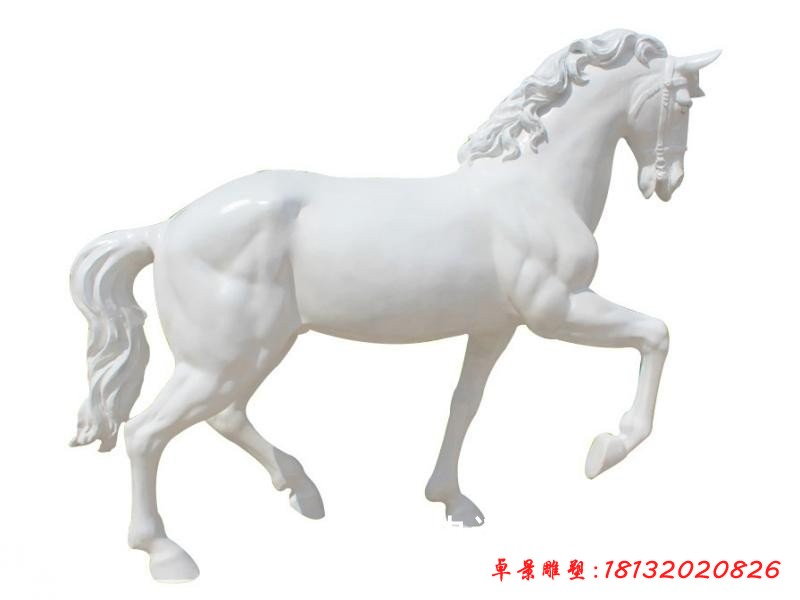 玻璃鋼白馬雕塑，玻璃鋼動物雕塑
