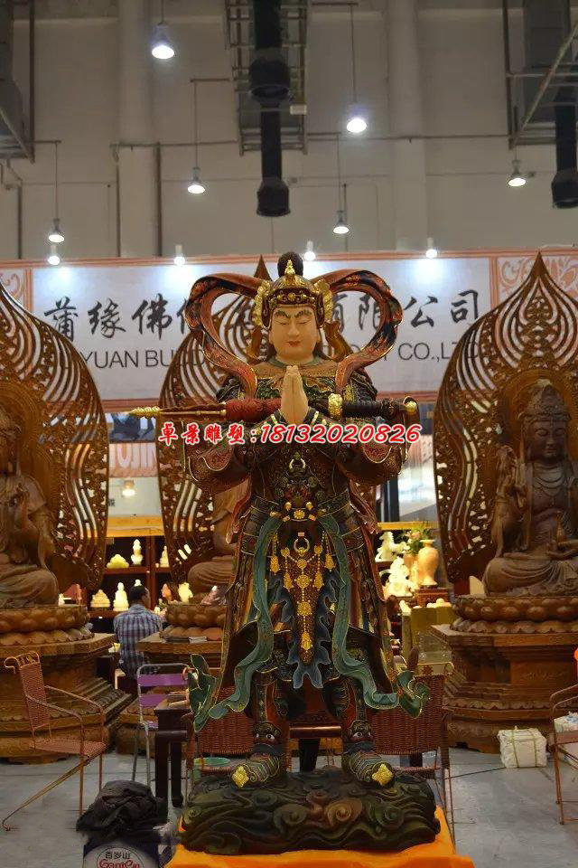 玻璃鋼韋陀菩薩雕塑，玻璃鋼神仙雕塑