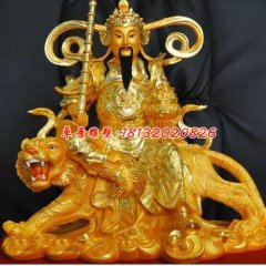 玻璃鋼騎虎財(cái)神，玻璃鋼貼金神仙雕塑
