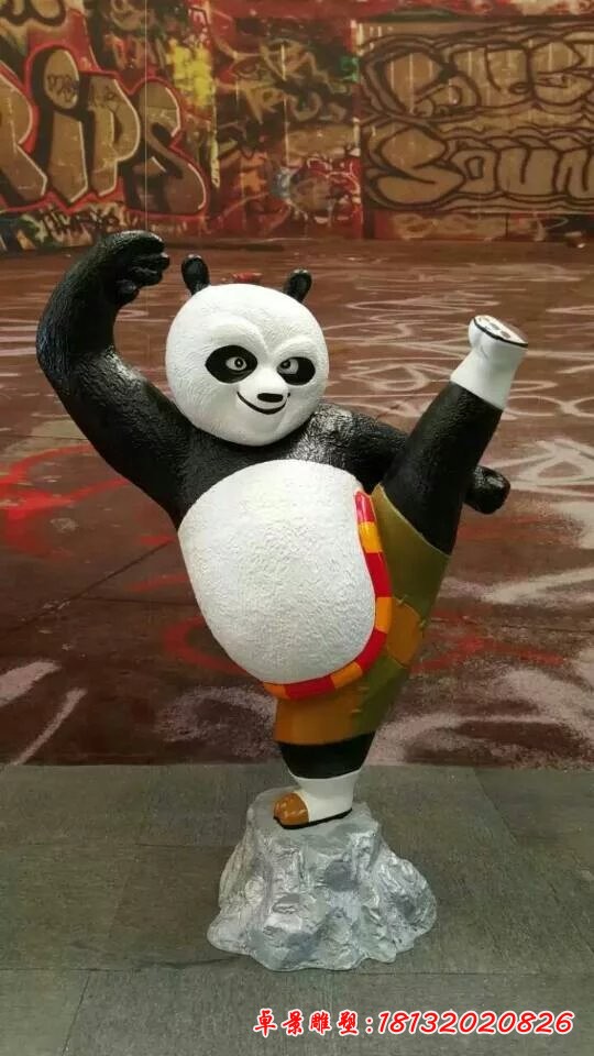 玻璃鋼功夫熊貓雕塑，玻璃鋼卡通雕塑