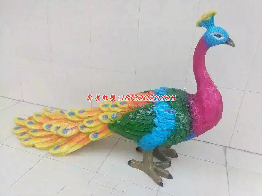玻璃鋼孔雀雕塑，彩繪孔雀雕塑