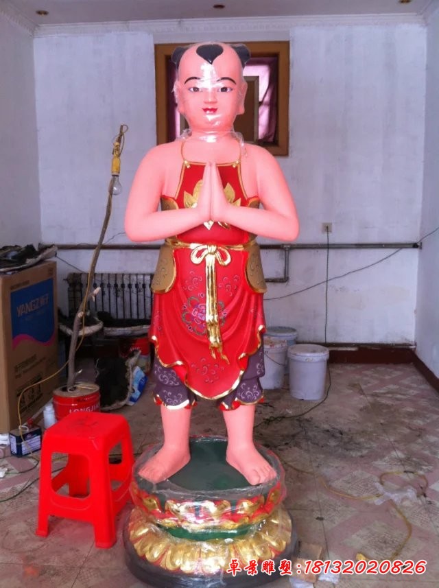 玻璃鋼善財(cái)?shù)袼?，寺廟神仙雕塑
