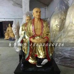 十八羅漢雕塑，玻璃鋼貼金佛像