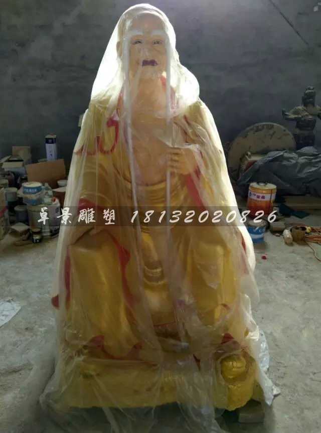 十八羅漢雕塑，玻璃鋼貼金佛像