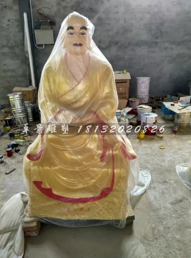 十八羅漢雕塑，玻璃鋼貼金佛像