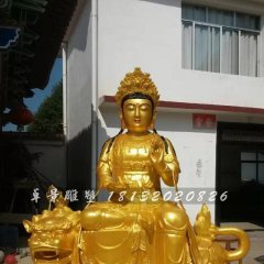 玻璃鋼文殊菩薩雕塑，鎏金佛像雕塑