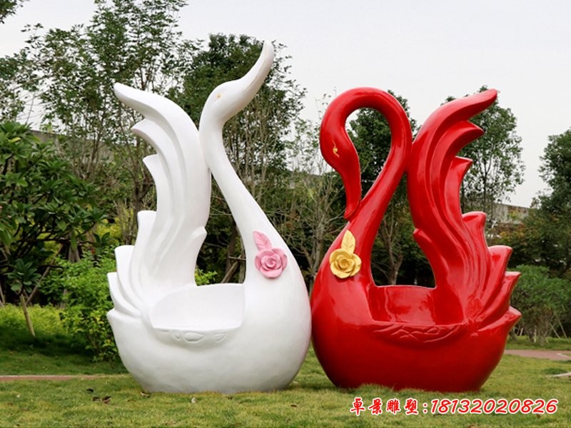 天鵝雕塑，公園玻璃鋼動物雕塑
