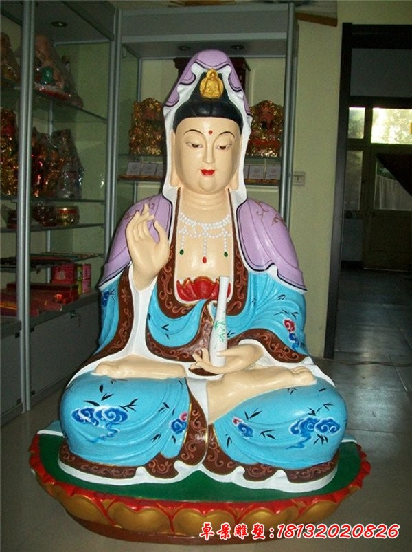 觀音菩薩雕塑，玻璃鋼彩繪觀音雕塑