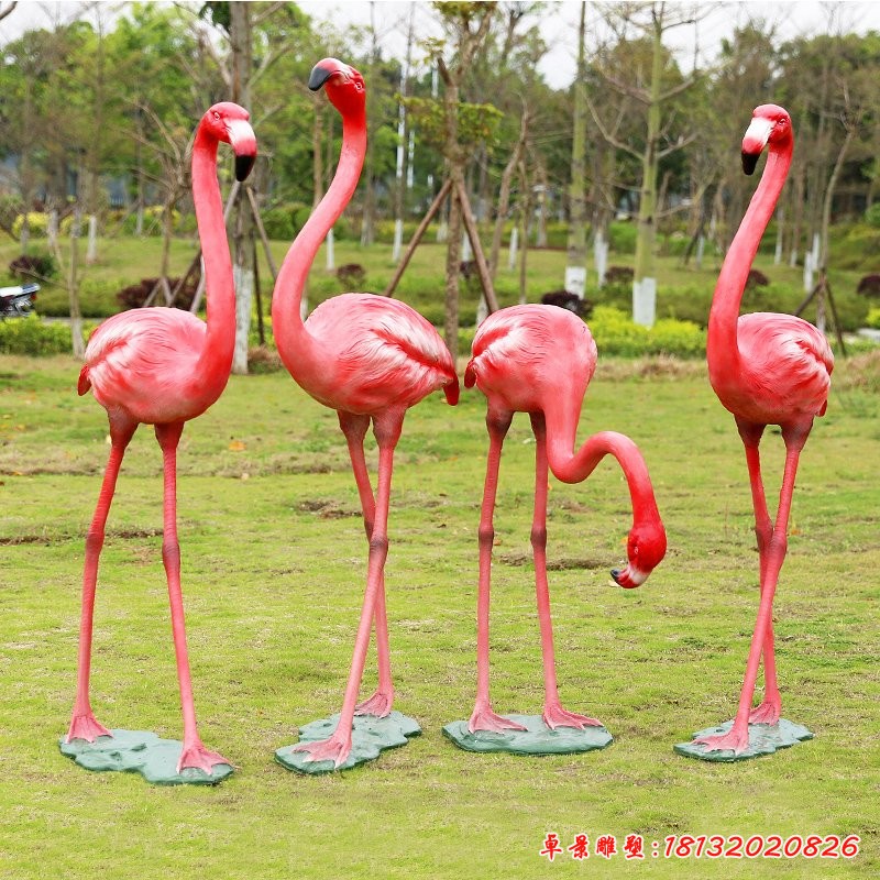 火烈鳥雕塑，玻璃鋼仿真動物雕塑