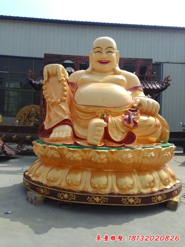 笑面佛雕塑，玻璃鋼坐式佛像