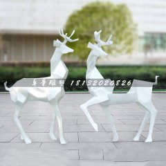 抽象動物雕塑，玻璃鋼小鹿擺件
