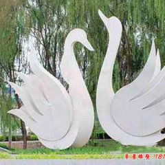 不銹鋼抽象天鵝公園動(dòng)物雕塑