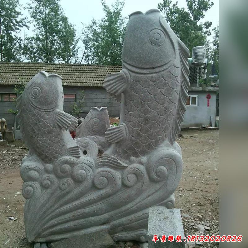 石雕魚(yú)，公園噴泉魚(yú)動(dòng)物雕塑 (3)