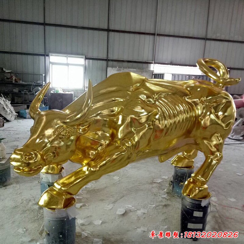 不銹鋼鈦金華爾街牛雕塑