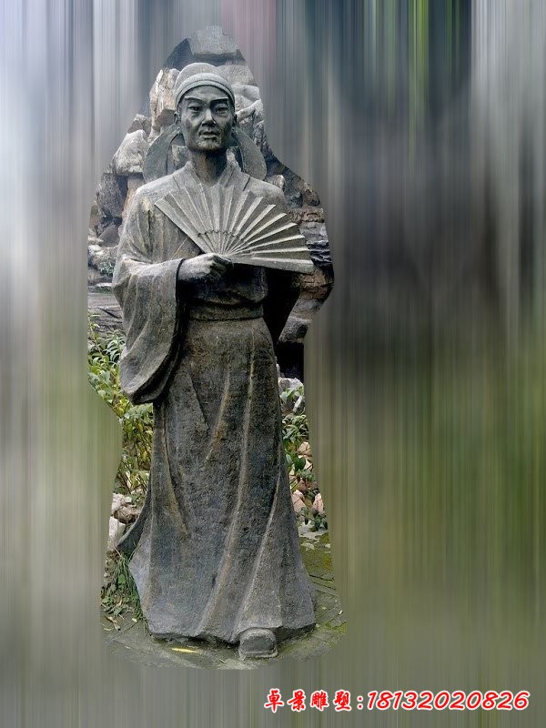 杜甫人物銅雕，公園古代詩人銅雕