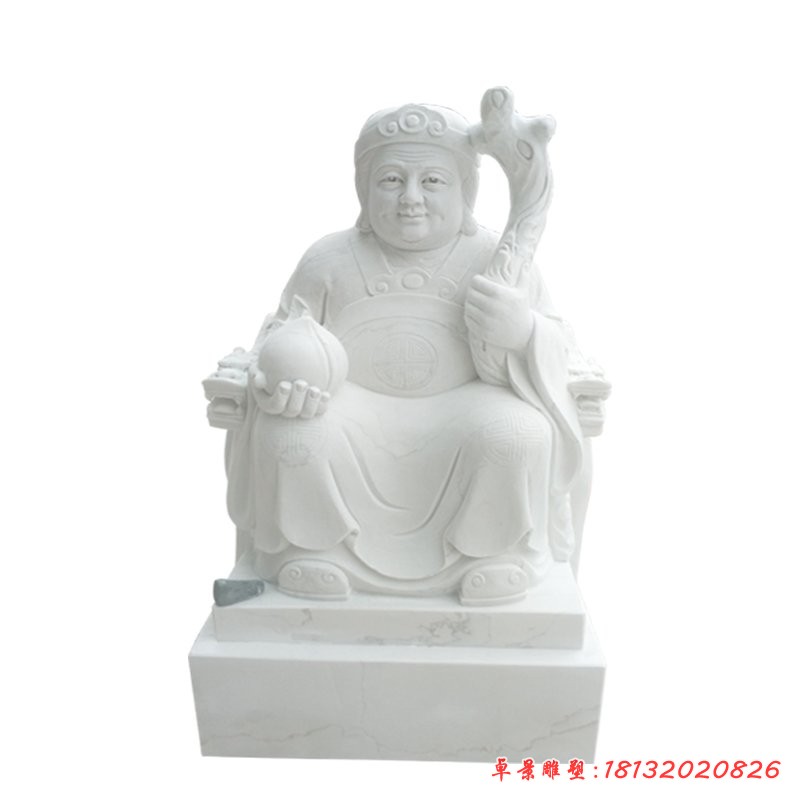 土地婆石雕，漢白玉神像