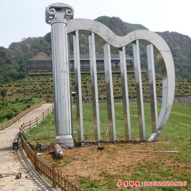 不銹鋼豎琴雕塑，廣場不銹鋼樹琴雕塑 (3)