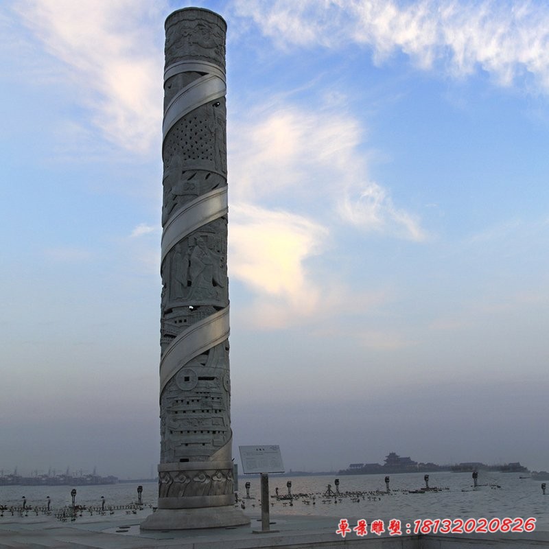不銹鋼鏤空廣場(chǎng)龍柱雕塑