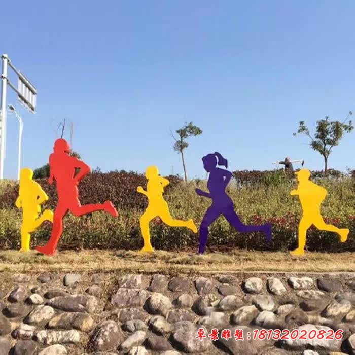 不銹鋼抽象跑步運動剪影人物雕塑