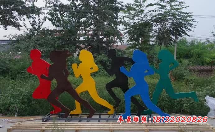 不銹鋼抽象跑步運動剪影人物雕塑